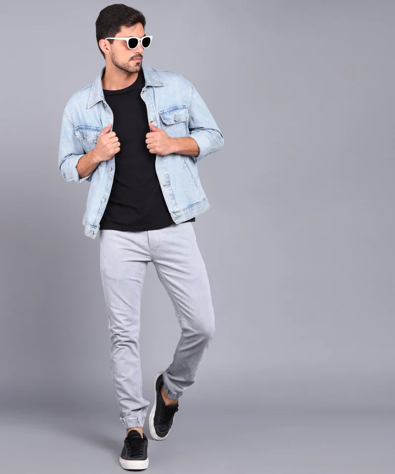 Urbano Fashion  Urbano Fashion Men's White Grey Slim Fit Washed Jogger Jeans Stretchable for Men | Best Price UAE